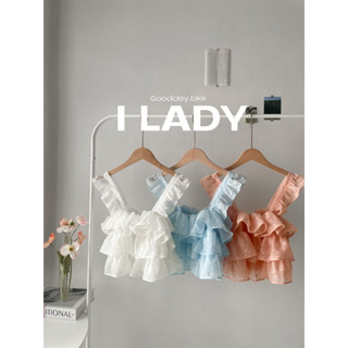 I lady เสื้อสายเดี่ยวขนมชั้น แขนระบาย | Gooddsy.bkk