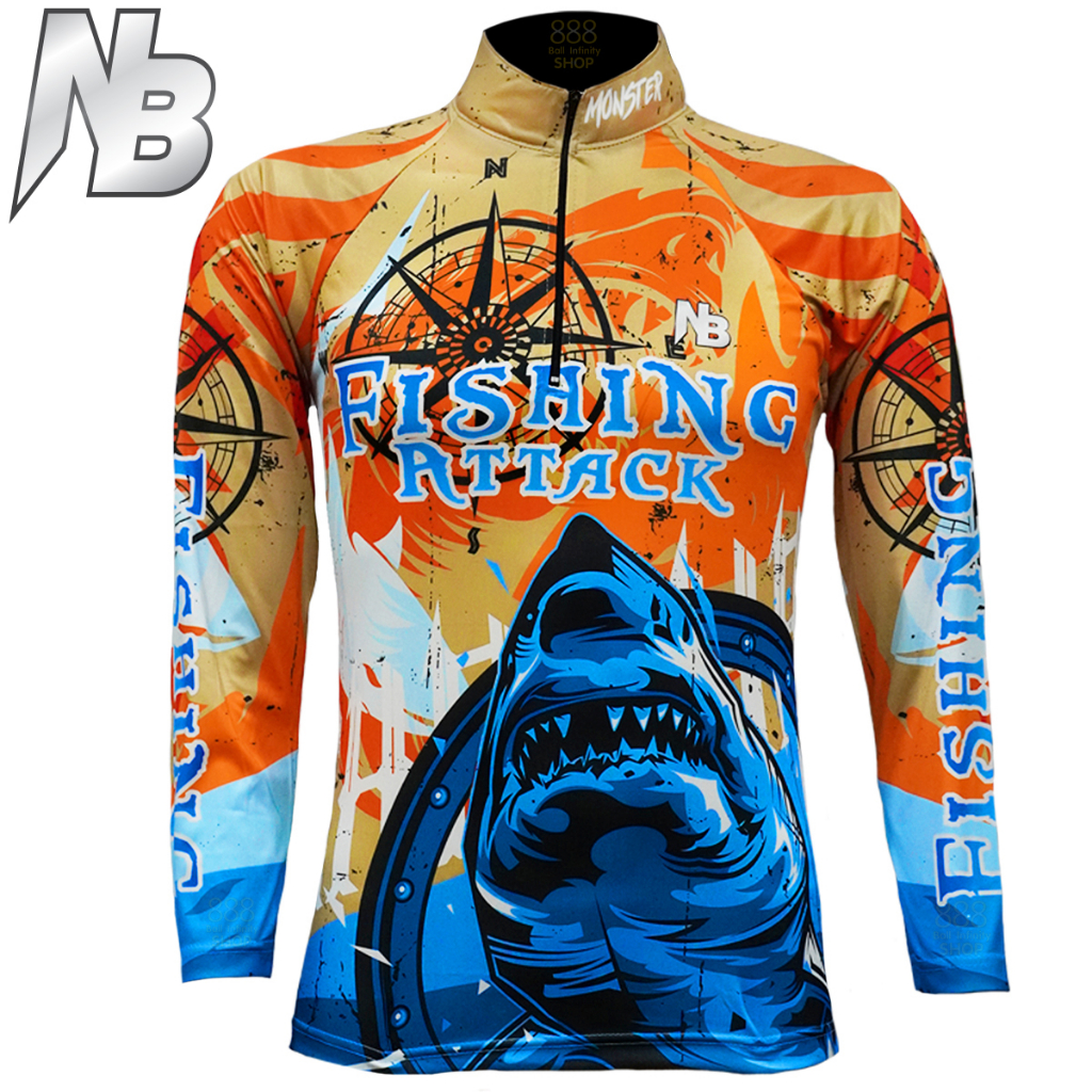 เสื้อตกปลา,ปั่นจักรยาน LL Shark Fishing Attack (สินค้าพร้อมจัดส่ง) ป้องกันแสง UV ราคา ถูกที่สุด ดีลบีเคเค แกลเลอรีภาพที่ 2