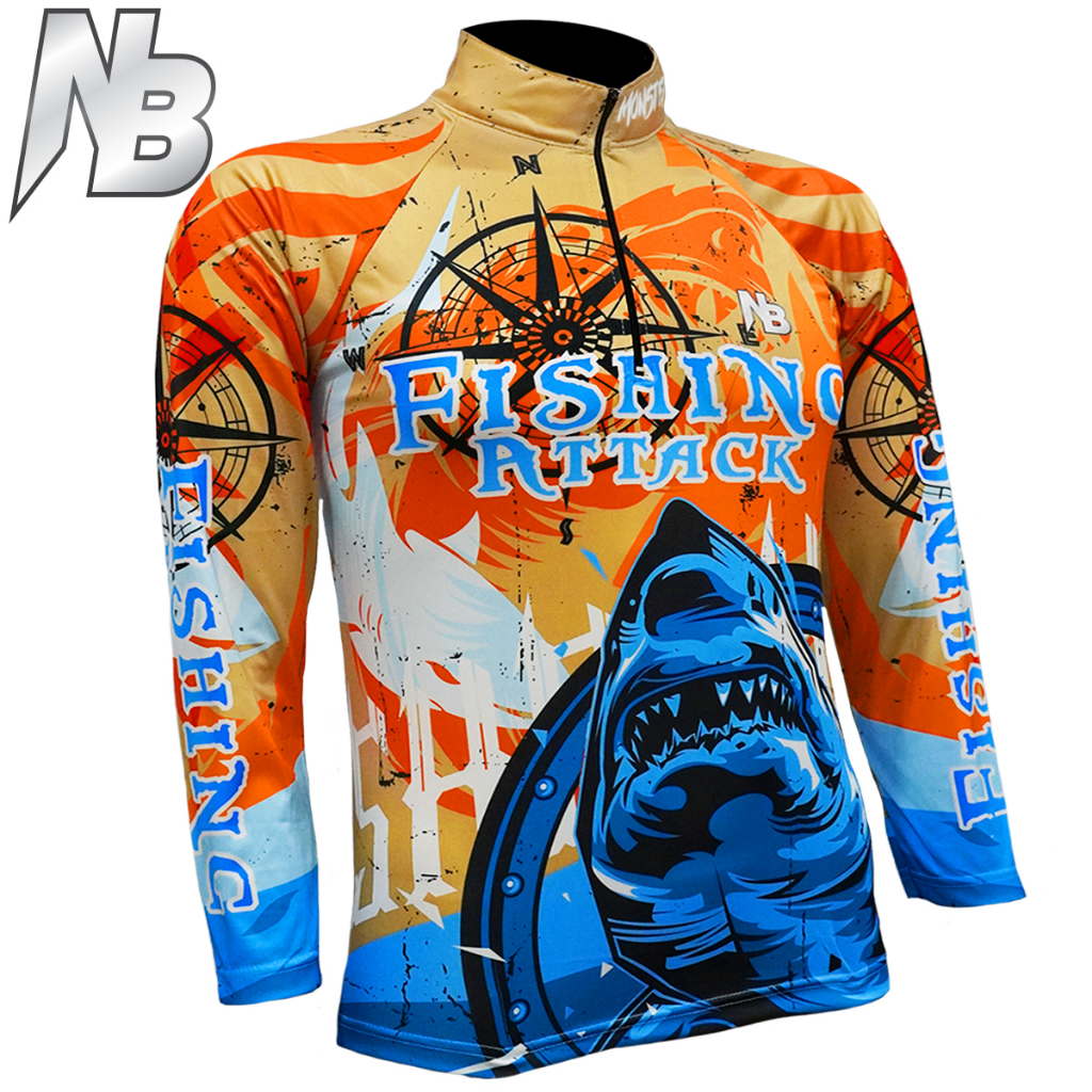 เสื้อตกปลา,ปั่นจักรยาน LL Shark Fishing Attack (สินค้าพร้อมจัดส่ง) ป้องกันแสง UV ราคา ถูกที่สุด ดีลบีเคเค แกลเลอรีภาพที่ 3