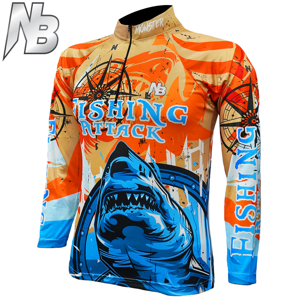เสื้อตกปลา,ปั่นจักรยาน LL Shark Fishing Attack (สินค้าพร้อมจัดส่ง) ป้องกันแสง UV ราคา ถูกที่สุด ดีลบีเคเค แกลเลอรีภาพที่ 4