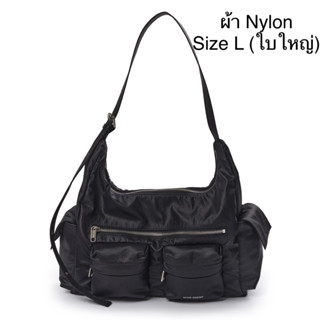 พร้อมส่ง 🇰🇷 แท้ 💯% New pocket mug bag L nylon black SAMO ONDOH  รุ่นนี้เป็นผ้า Nylon สีดำ ใบใหญ่ จากช็อปเกาหลี