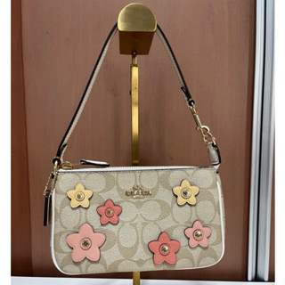 Coach Nolita 19 In Signature Canvas With Floral Applique CH619