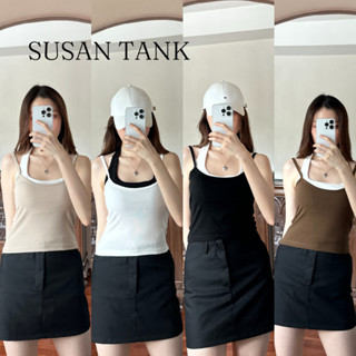 Susan Tank มีฟองน้ำ เสื้อกล้ามคล้องคอ 2 สี (620)