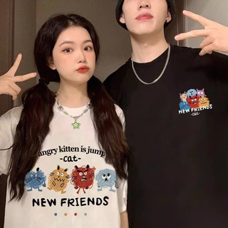เสื้อยืดแขนสั้นสกรีนลายคู่รัก น่ารัก ชายหญิง ทันสมัย ES23