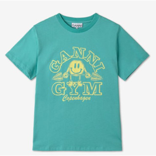 พร้อมส่ง GANNI เสื้อยืดสีเขียว ลาย ganni gym