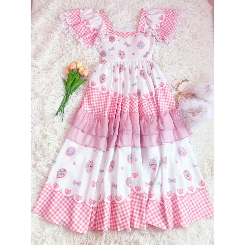 🍭🩷พร้อมส่ง เดรสยาวงานป้ายMaria diamond มือสอง ไซส์XS🩷🌷