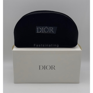 Dior Cosmetic Bag ผ้ากำมะหยี่สีดำ โลโก้สีเงิน ขนาด 7x4x2”