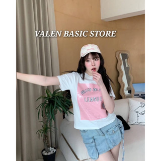 VALEN BASIC STORE 🤍🩷 เสื้อยืดขาวติดเลื่อมสีชมพู miu