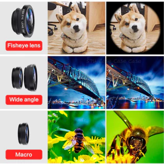 ชุดเลนส์กล้องมือถือ 3 in 1 ได้ครบทุกเลนส์ ครบเซ็ต Fish Eye, Wide Angle, Macro เลนส์กว้าง แพ็คในกล่องอย่างดี แถมฟรีถุงผ้า