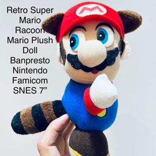 #ตุ๊กตา #ซุปเปอร์ #มารีโอ้ แรคคูน #ป้ายจาง Retro Super Mario Racoon Mario Plush Doll Banpresto Nintendo Famicom SNES 7”