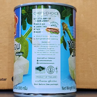 ขนุนอ่อนในน้ำเกลือ ยี่ห้อเชฟช้อยส์ (Young Green Jackfruit in Brine ; Ches's Choice brand)