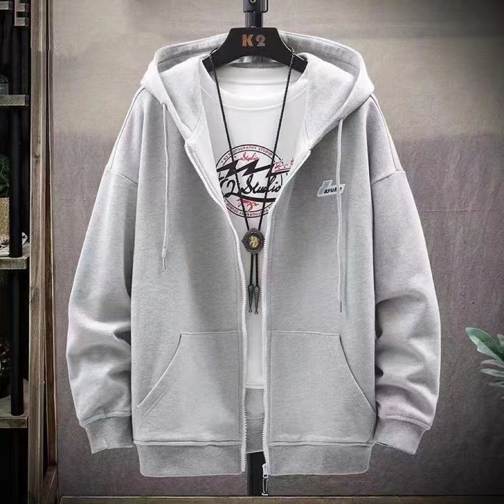 เสื้อฮู้ดกันหนาว เสื้อคลุมแขนยาว มีซิป มีฮู้ด เนื้อผ้าบางนิ่ม สไตส์เกาหลี