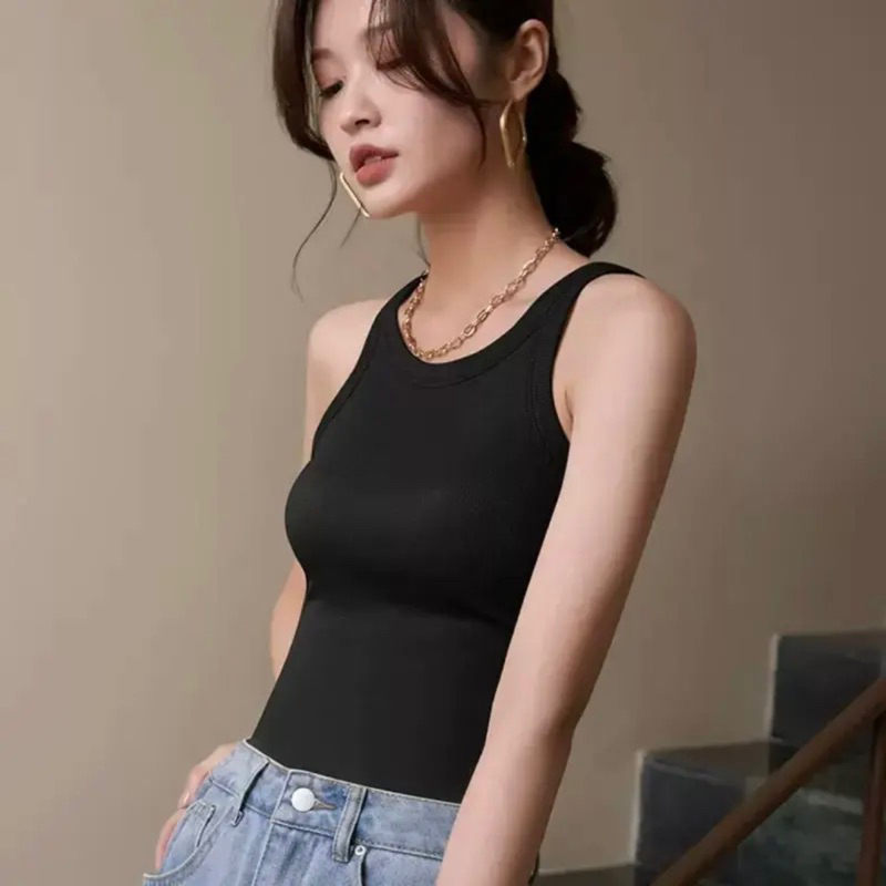 เสื้อกล้ามมีบราในตัว ตัวยาว ผ้านุ่มใส่สบาย