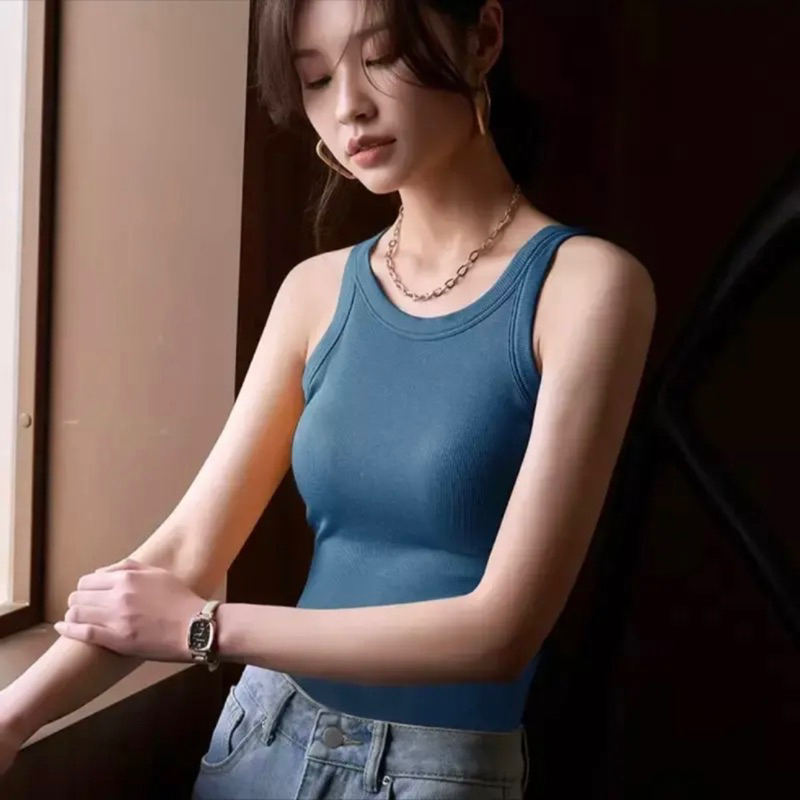 เสื้อกล้ามมีบราในตัว ตัวยาว ผ้านุ่มใส่สบาย รูปที่ 5