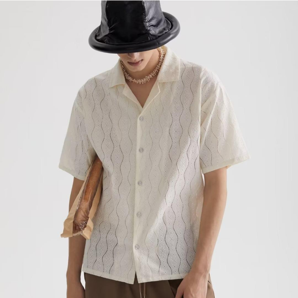 11.WOLF Hawaii Lacely  เสื้อเชิ๊ตผ้าฉลุแต่งลูกไม้ / H33