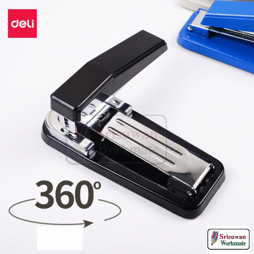 Deli 0414 Stapler คละสี เครื่องเย็บกระดาษ หมุนได้ แม็กเย็บ กลางกระดาษ เดลี่