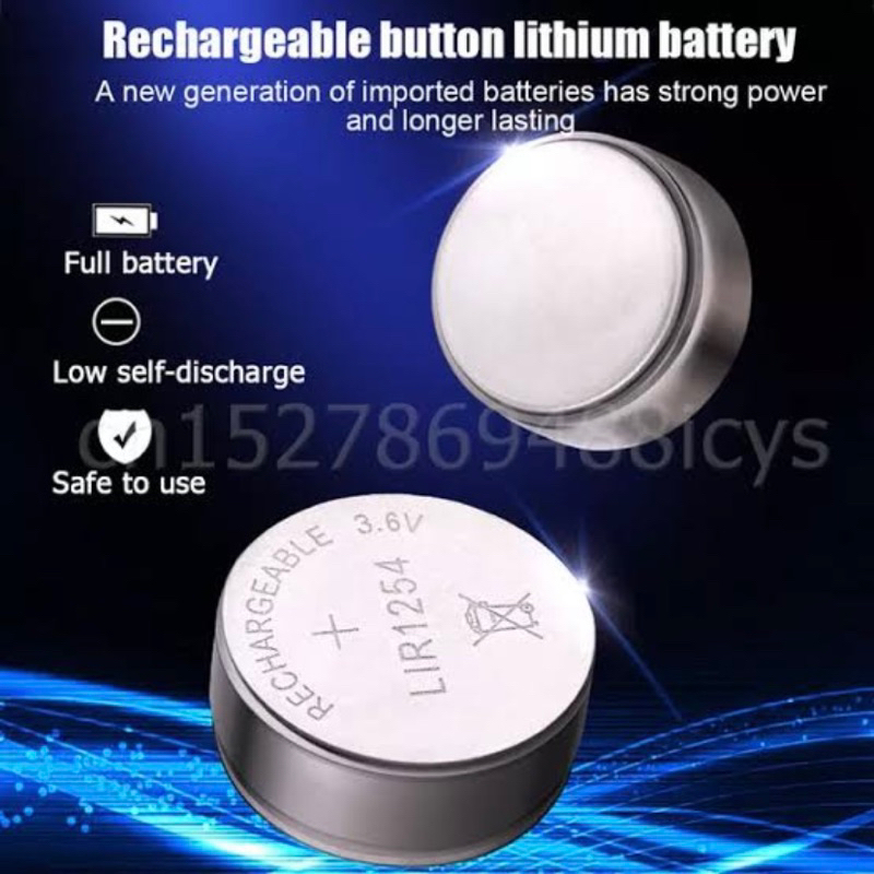 LIR1254 coin cell Rechargeable coin cell Battery Lithium Electronics TWS Bluetooth Universal แบต lir1254 มีสายเชื่อม