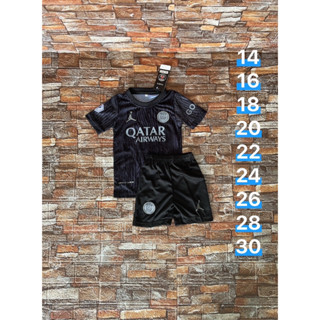 🍉 ใหม่ 2023-24 💥 ชุดฟุตบอล IMODEN เสื้อบอล เด็ก ได้ทั้งชุด แขนสั้น สีดำลาย PSG3243