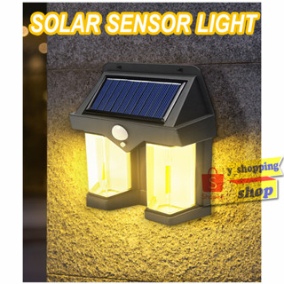 ไฟเหลือง ไฟเซ็นเซอร์  2 COB Solar motion sensor light  wall lamp