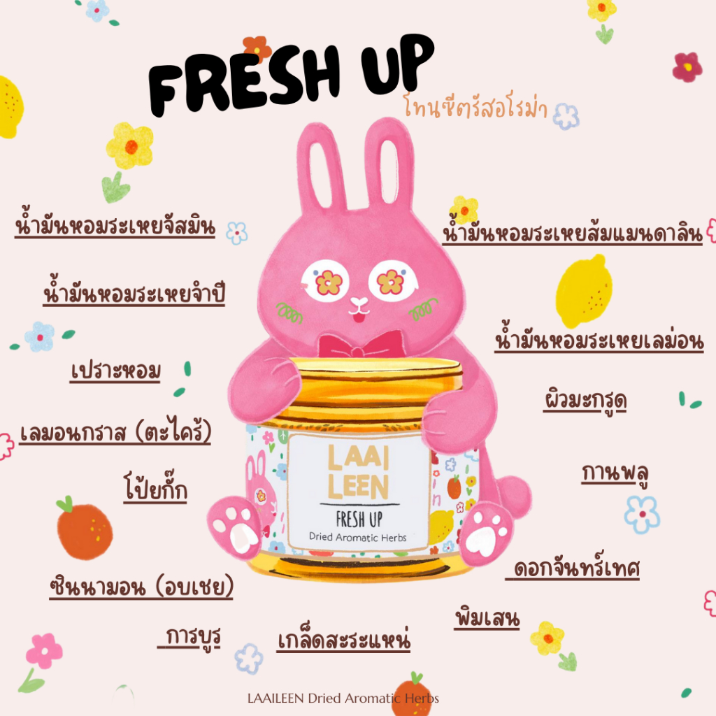 สมุนไพรอโรม่า กลิ่น Fresh Up ลายแมวหัวส้ม | ซีตรัสน้ำมันหอมระเหย สมุนไพรหมัก  สมุนไพรน้ำมันหอมระเหย สมุนไพรสูดดม