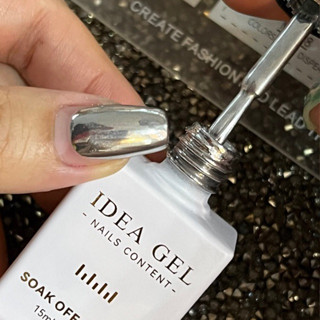 Idea gel เมทัลลิค เจล สูตรใหม่ New Chrome Silver Metallic Gel สีเจลทาเล็บ สีเงินเมทัลลิก เงาโครเมียม