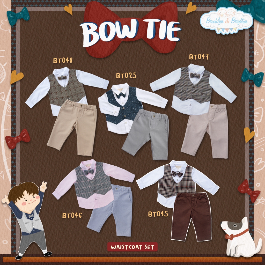 Bow Tie Waistcoat ชุดออกงานเด็กชาย หูกระต่าย 2Pcs เซ็ตเสื้อ+กางเกง (Link 4)