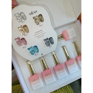 กากเพชรเลเซอร์ชุด 6 สีชาร์จแบบรูปเม็ดหมี Milan ขนาด 15 ml สวยมากมาใหม่ มีชาร์จด้วยค่ะ