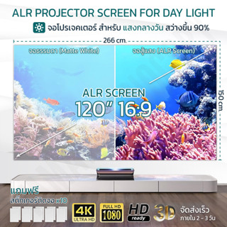 ALR จอโปรเจคเตอร์ 120 นิ้ว 16:9 สู้แสง ความสว่างสูง ดูหนัง ภาพคมชัด รองรับ 4K - Simple Folding Metal Anti-Light Curtain