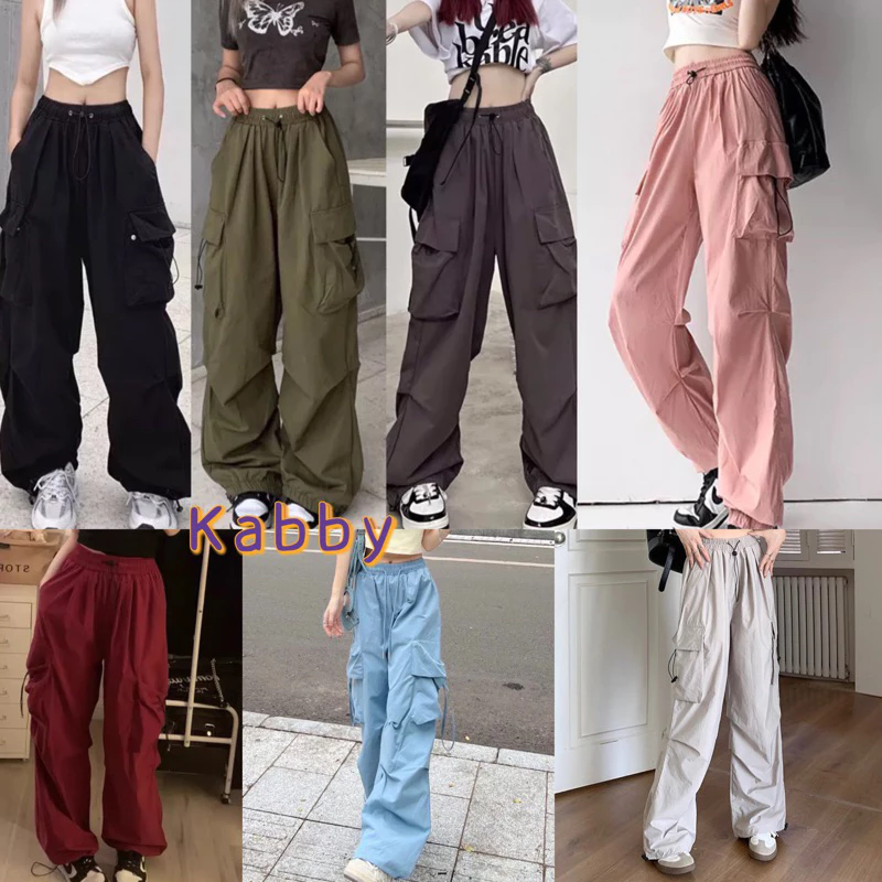 โล๊ะ Sale พร้อมส่ง กางเกงเอวสูง กางเกงคาร์โก้ผู้หญิง