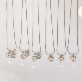 SJ027 สร้อยสแตนเลส จี้เรซิ่นอักษร -Mini Heart (‼️📍รบกวนแจ้งส…