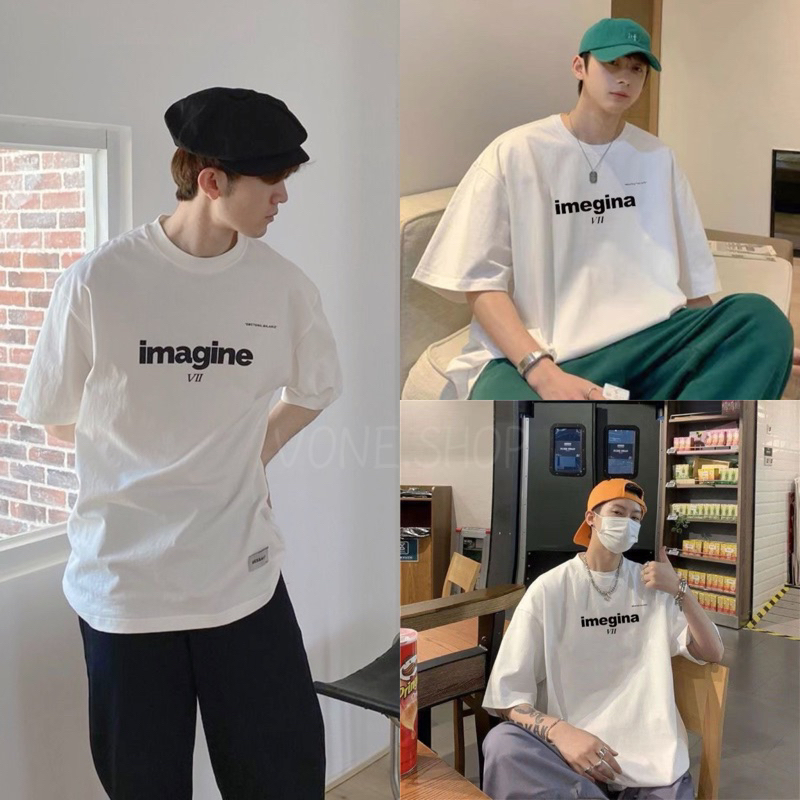 SOS เสื้อยืดแขนสั้น คอตตอนและฝ้ายโพลี IMEGINA ทรงหลวม สไตล์เกาหลี #S100