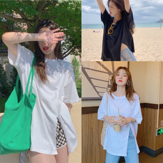 SOS เสื้อยืดOversize แหวกข้างสไตล์เซ็กซี่ ผ้าคอตตอน100%  ไม่ตกสี พร้อมส่ง SS2