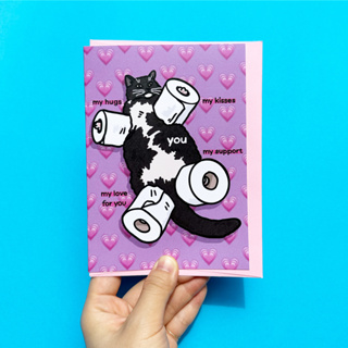 การ์ดอวยพร น่ารัก พร้อมซอง การ์ดบอกรัก วันครบรอบ แต่งงาน ลายแมว My Love For You Toilet Paper Cat Cute Anniversary Card