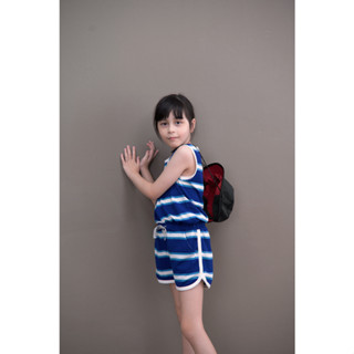 QueenCows Kids ชุดเซ็ตเสื้อกล้าม Andy Striped Vest Set (Dark Blue)