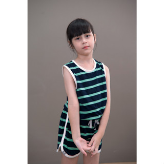 QueenCows Kids ชุดเซ็ตเสื้อกล้าม Andy Striped Vest (Green)