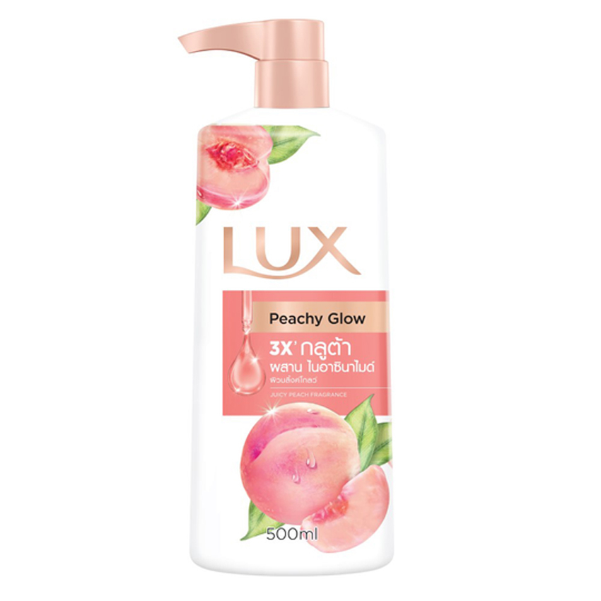 ลักส์ ครีมอาบน้ำ กลิ่นพีชชี่ โกลว์ หัวปั๊ม ขนาด 500 มล. LUX SHOWER CREAM PEACHY GLOW PUMP 500 ML.