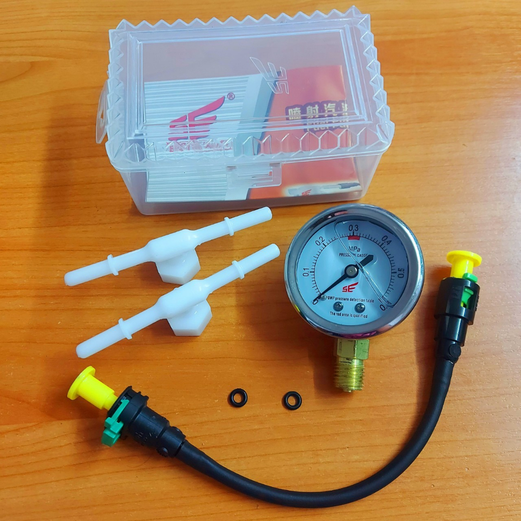 ชุดวัดแรงดัน น้ำมันปั้มติ๊ก (ครบชุด) รถมอเตอร์ไซค์ แกนข้อต่อพลาสติก (วัดได้สูงสุด 6 Bar.)