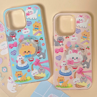 เคสสำหรับไอโฟน ลาย Luvly kittens (พื้นหลังทึบ) - Dual Guard เคสใส 2 ชั้น iPhone (ผลิตตามออร์เดอร์)