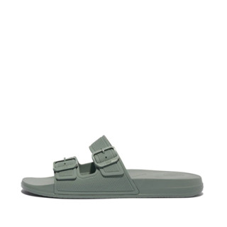 FITFLOP iQUSHION MENS TWO-BAR BUCKLE SLIDES รองเท้าแตะ ฟิตฟลอป ผู้ชาย แท้ สีเขียว GS9-A72