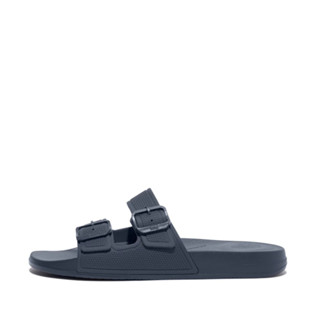 FITFLOP iQUSHION MENS TWO-BAR BUCKLE SLIDES รองเท้าแตะ ฟิตฟลอป ผู้ชาย แท้ สีกรม GS9-399