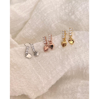 A.piece ต่างหูก้านเงินแท้ [silver post+brass] Tiny love earrings(380)