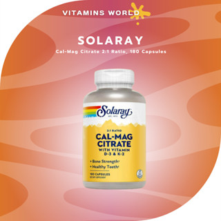 Solaray, Cal-Mag Citrate 2:1 Ratio, 180 Capsules (V.337)