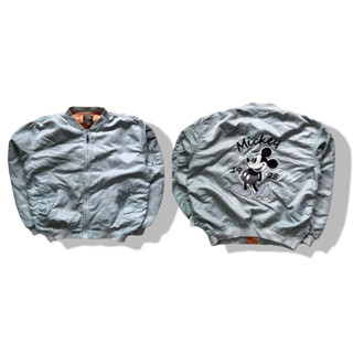 Green Mint Mickey Mouse Bomber Flight Jacket รอบอก 43”