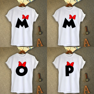 เสื้อยืดอักษรภาษาอังกฤษ M-P มินนี่โบว์แดง