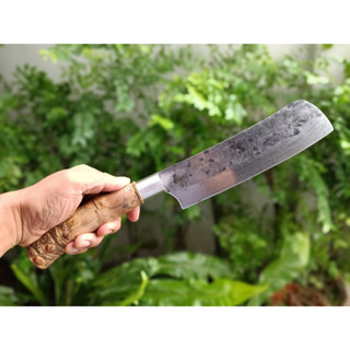 มีดแรมโบ้ Rambo knife มีดต่อสู้ มีดแคมป์ มาเชเต้ มีดเดินป่า ปารัง มีดใช้งาน ใบ 9.5” เหล็กผานไถ ตีร้อนชุบแข็ง ด้ามไผ่รวก