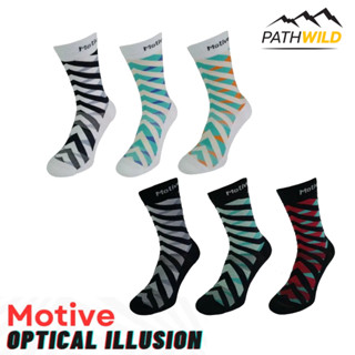 ถุงเท้าวิ่ง Motive Sock Sport Performance Illusion Crew ระดับหน้าแข้ง ถุงเท้ากีฬา ออกกำลังกาย ขนาดฟรีไซส์