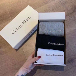 #พร้อมส่ง เซทเสื้อ พร้อมกล่องแบรนด์ผ้ายืดคอตตอนผสม เนื้อนิ่ม ใส่สบาย ไม่ระคายผิว  อก 40 นิ้ว ตัวยาว 26