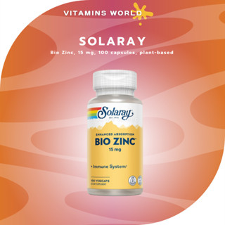 Solaray, Bio Zinc, 15 mg, 100 capsules, plant-based (V.262)