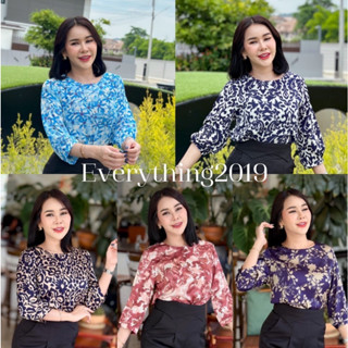 Everything2019 🌊 (1908) เสื้อผู้หญิงคอกลมแขน5ส่วน รุ่นคุณนาย สวยหรูดูแพง