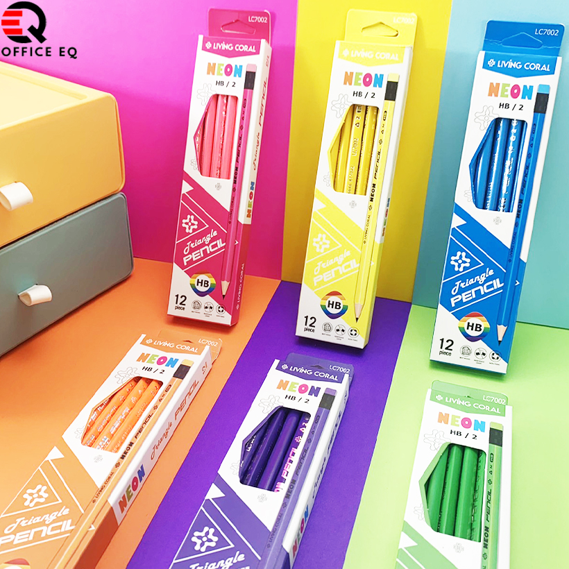 ดินสอไม้ ดินสอHB  ชุดดินสอไม้ ดินสอ ดินสอดำ ดินสอไม้ HB กล่อง 12 แท่ง คละสี ดินสอ HB ดินสอไม้หัวยางล